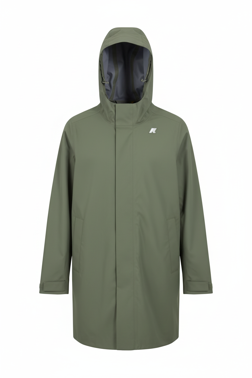 K-Way Tommy Stretch 2L Parka Uomo Green Lichen - vista frontale