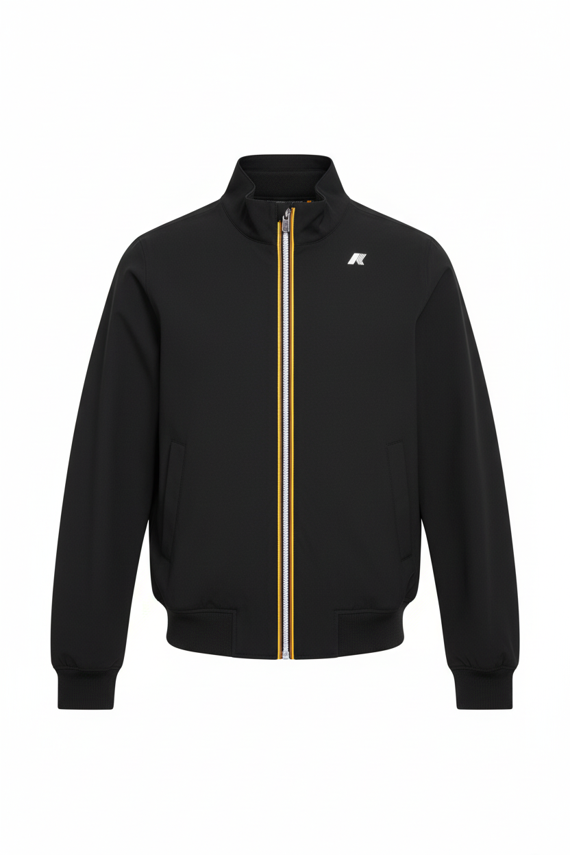 K-Way Arsene Bonded Jersey Giacca Uomo Black Pure - vista frontale