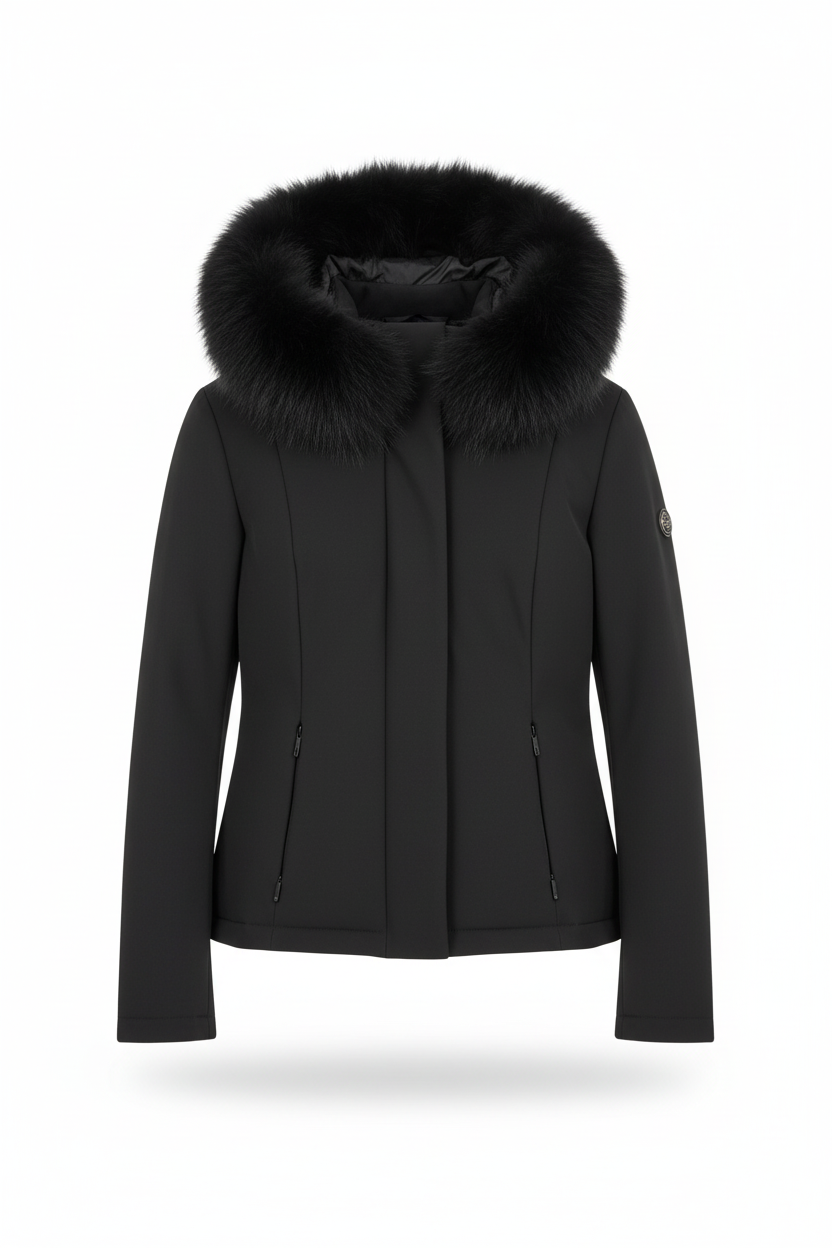 RefrigiWear Short Lady Tech Jacket W30200 - giacca donna nera con pelliccia